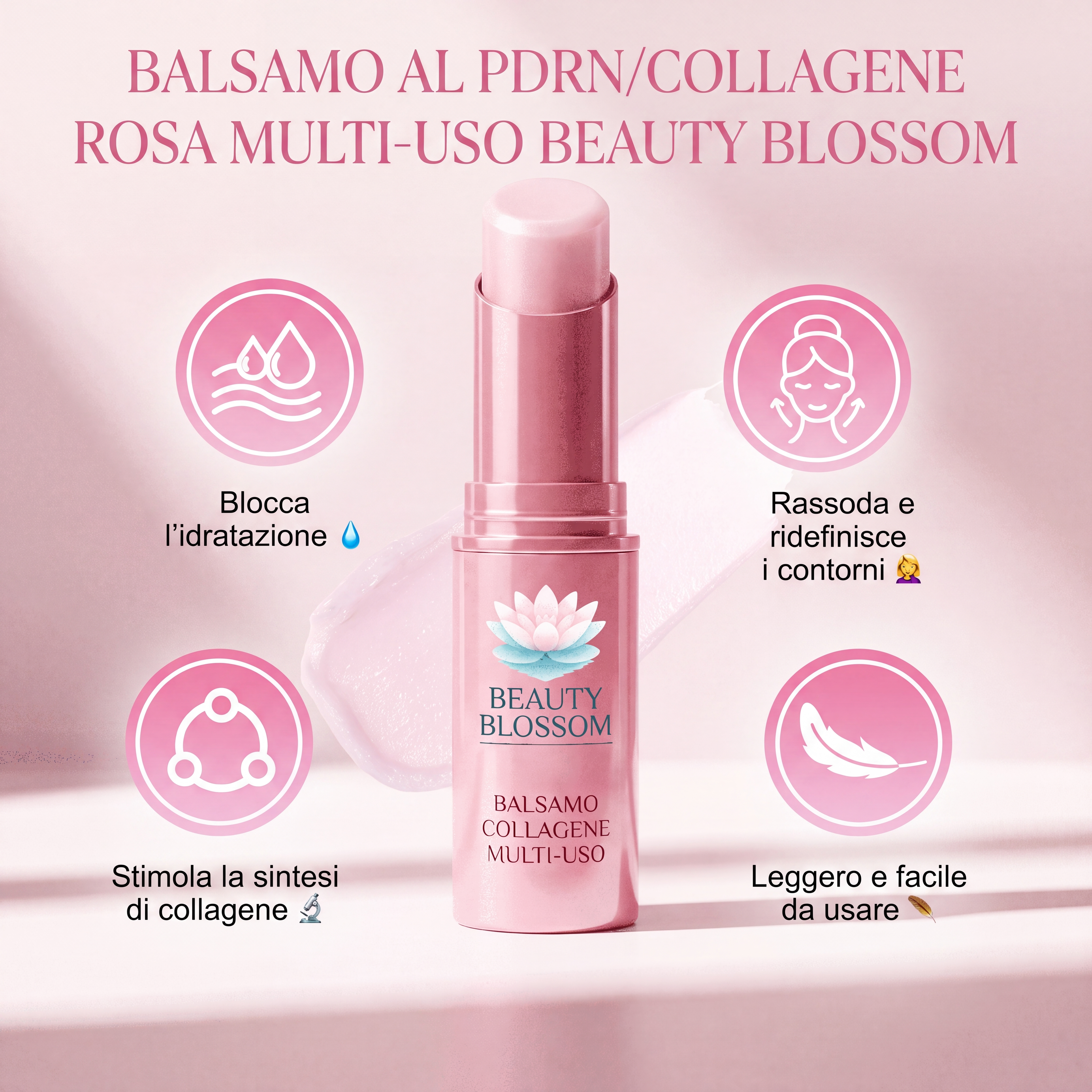 Stick Balsamo multi-uso al PDRN Collagene Rosa