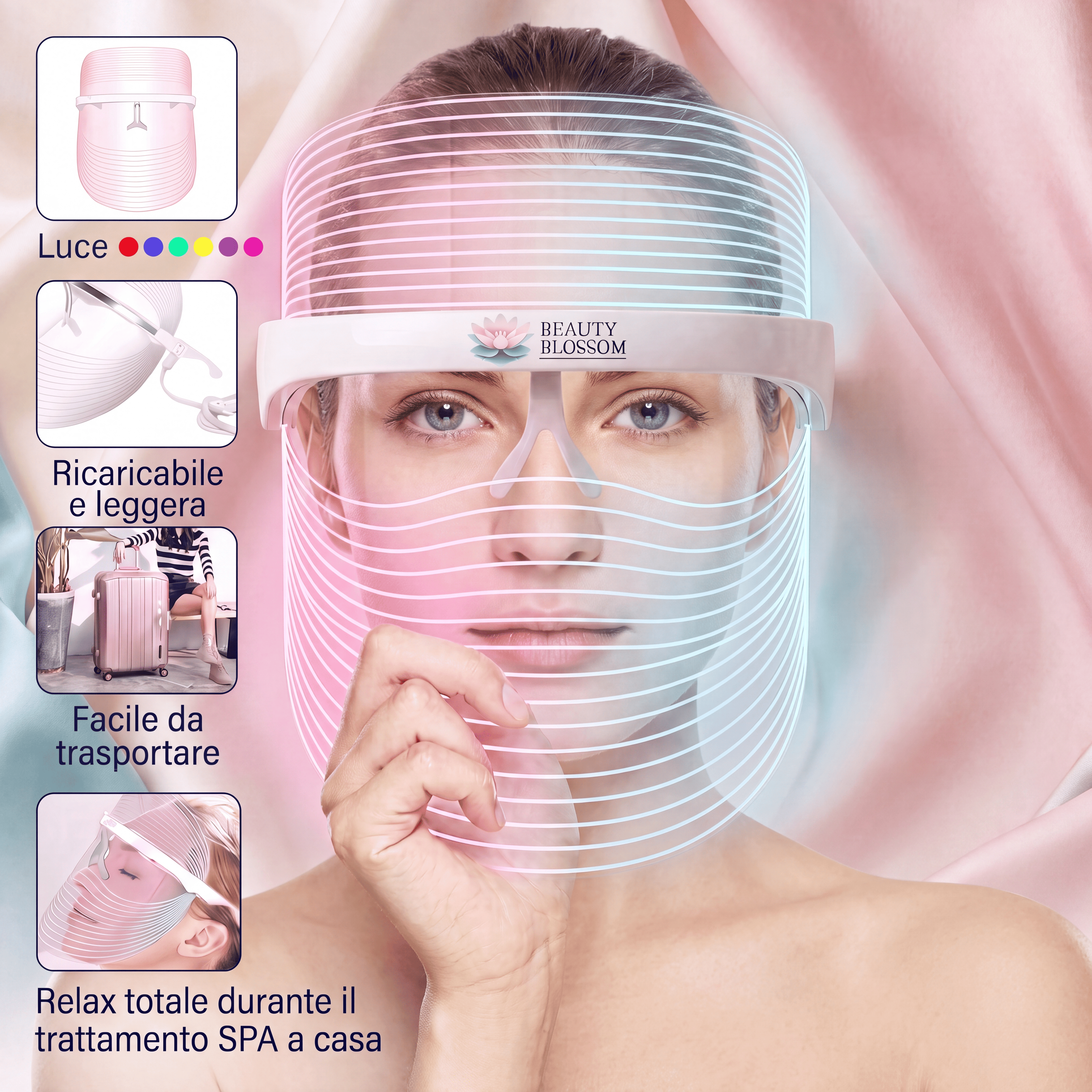 BlossomFace TM - Maschera LED a 7 colori